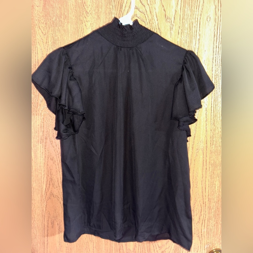 SHEIN black ruffle turtle neck top